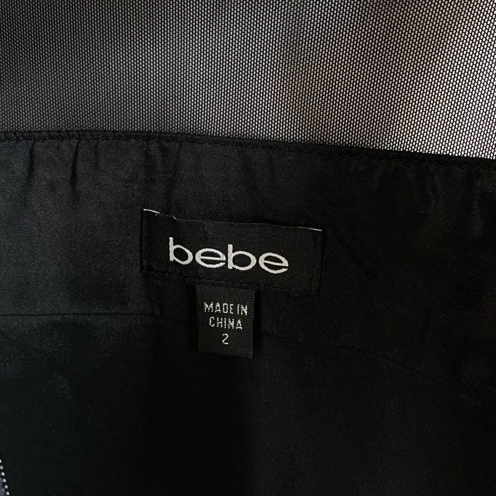 BEBE Black Wool Pleated Mesh Cocktail Dress #AZ4 - Picture 9 of 11